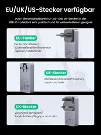 UGREEN Nexode Pro 65W USB-C GaN Töltő - 3 Portos Gyorstöltő MacBook, iPad, iPhone 16, Galaxy S24, Dell XPS Készülékekhez, EU/US/UK Csatlakoz 8