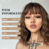 HAIRCUBE Rövid Bob Paróka Frufruval - Természetes Hatású Barna Műhaj, Hőálló Szintetikus Szálak, Napi Viseletre 3