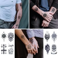 URAQT 30 lapos fekete vízálló ideiglenes tetoválás szett felnőtteknek 8