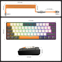 ZIYOU LANG T60 Kompakt Mechanikus Gamer Billentyűzet - RGB, Barna Kapcsolók, UK QWERTY, Tejszín 7