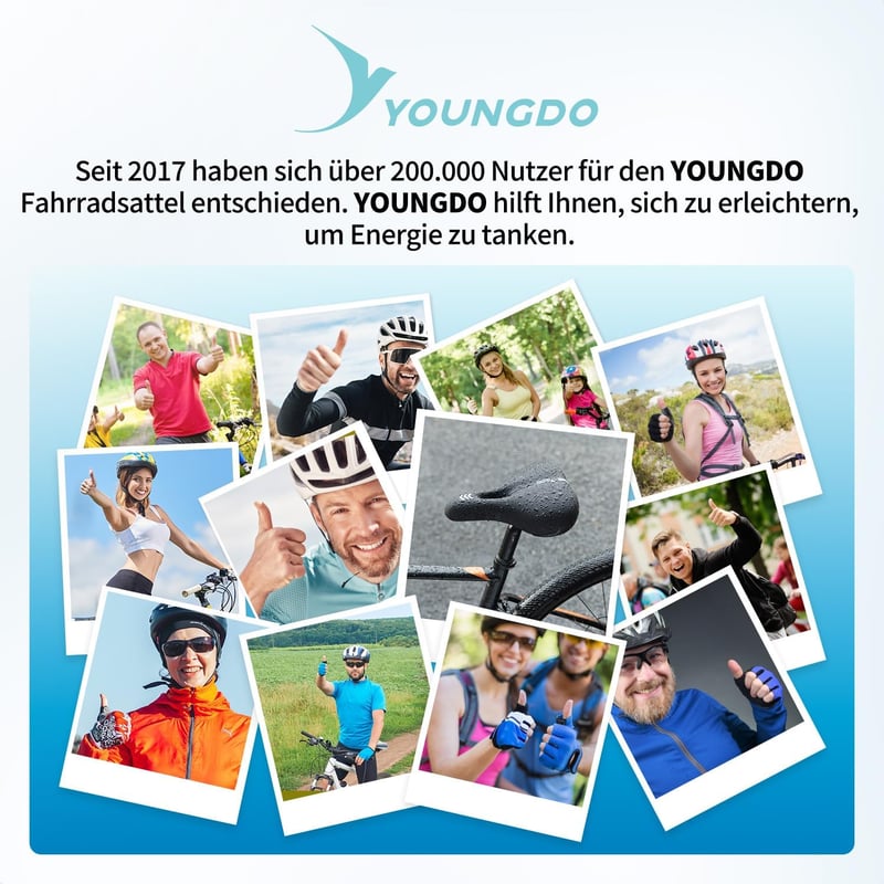 YOUNGDO Ergonomikus Kerékpár Nyereg, Memóriahabos Kényelmes Üléspárna, Vízálló, Légáteresztő, Ütéselnyelő, Férfi és Női Városi Biciklihez, F