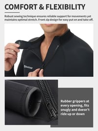 Owntop 3/2mm-es férfi neoprén búvárruha, elöl cipzáros, XL-es méret, fekete 3