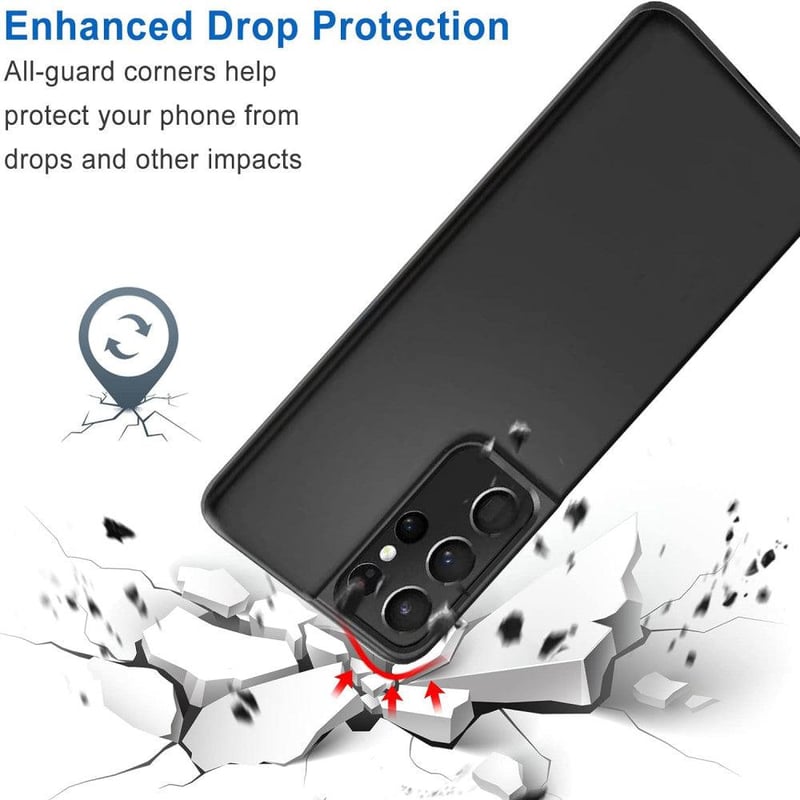 Samsung Galaxy S21 Ultra Matt Fekete Ütésálló Védőtok - Csúszásmentes TPU