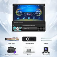 Podofo 1 DIN Autórádió 7" Kihúzható Érintőképernyővel - Apple CarPlay és Android Auto Támogatás, Bluetooth, FM, Tolatókamera 7