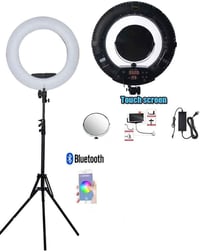 Yidoblo 18" Bluetooth LED Körfény 96W - Telefon és Kamera Kompatibilis, 2800K-9900K Színhőmérséklet, Fotózáshoz, Sminkhez, YouTube Videókhoz 5