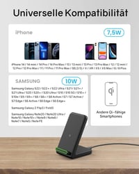 Samsung és iPhone vezeték nélküli töltő, 2 db fekete Qi indukciós állvány 6