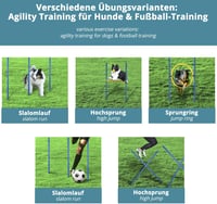 Valuents Agility készlet kutyáknak - Slalom rudak, akadályok, ugrókeret - Kék/sárga + Frizbi 5