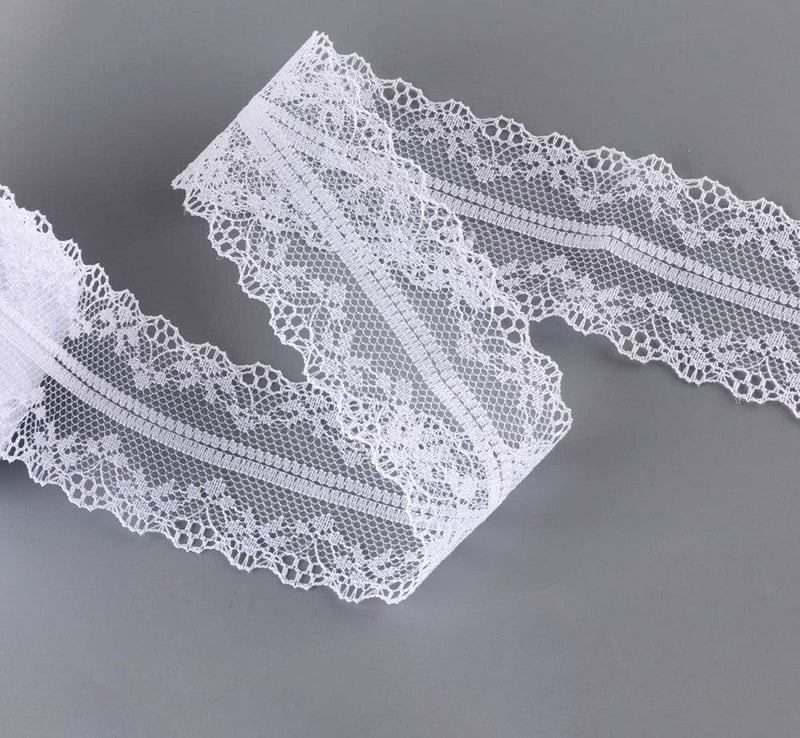 ABSOFINE Vintage Fehér Csipke Szalag 30M - Esküvői Dekoráció, DIY Kézművesség