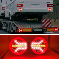 AOJO 2db Kerek LED Hátsó Lámpa 12V/24V - E-jelzéses, Vízálló, Univerzális Utánfutó Világítás 3