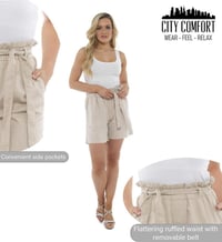 CityComfort Női Magas Derekú Lenvászon Bermuda Rövidnadrág Nyárra 4