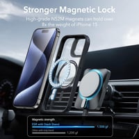 iPhone 15 Pro Max MagSafe-kompatibilis katonai védőtok rejtett állvánnyal - ESR Classic, fekete 5