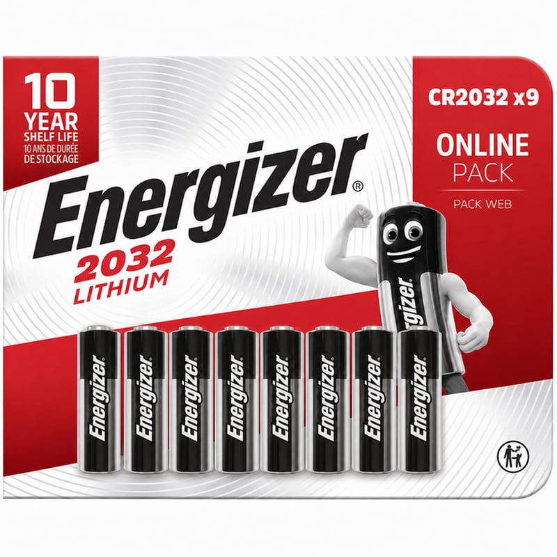 Energizer CR2032 Lítium Gombelem 3V - 9 db - AirTag, kulcstartó és orvosi eszközökhöz - 10 év eltarthatóság - Gyermekbiztos csomagolás
