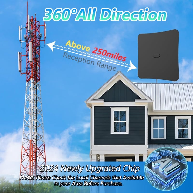 FxindX 280 mérföldes hatótávolságú digitális beltéri TV antenna 4K és 1080p adásokhoz