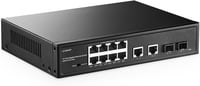 YuLinca 12 portos Gigabit PoE switch, 8 PoE+ port, 2 uplink, 2 SFP, 120W, ventilátor nélküli 1