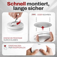 ALPENLUFT 3 db Füstérzékelő 10 Éves élettartammal- Lapos Tűzjelző Készlet Hálószobákba, LED Villogás Nélkül, Fúrás Nélküli Telepítés 6
