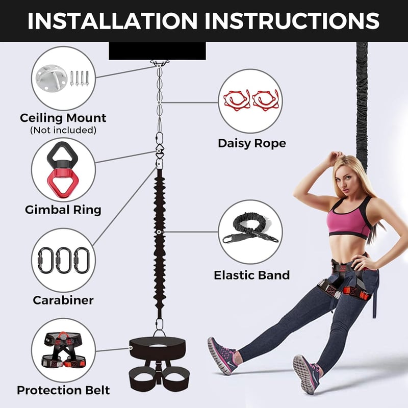 DASKING Profi Bungee Edzőkötél Szett 80kg - Légi Jóga, Tánc és Fitness Edzéshez