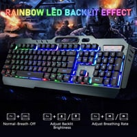 MAMBASNAKE Vezeték Nélküli Gamer Billentyűzet és Egér Szett, 2.4G, 3800mAh Akkumulátor, RGB LED Háttérvilágítás, 2400DPI, 7 Színű Egér 2