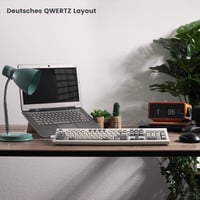 Perixx PERIBOARD-106M Retro USB Billentyűzet - Ergonomikus, Teljes Méretű, Szürke-Fehér 2