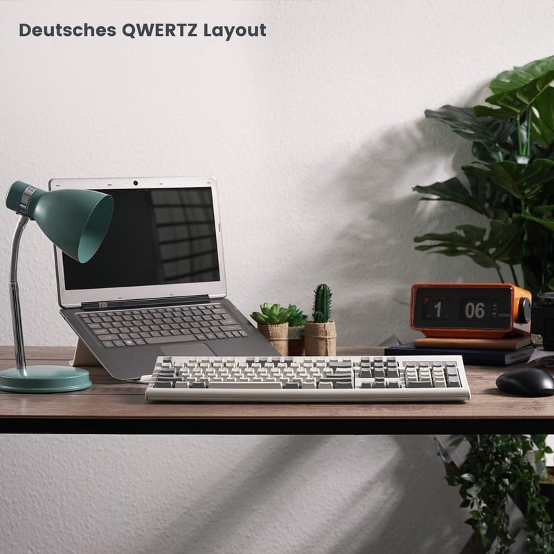 Perixx PERIBOARD-106M Retro USB Billentyűzet - Ergonomikus, Teljes Méretű, Szürke-Fehér