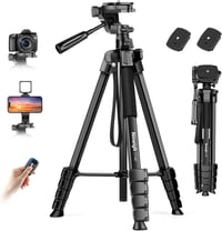 Nineigh 190 cm Alumínium Kamera Állvány - Okostelefonhoz, DSLR-hez, 360° Panoráma Fejjel, Távirányítóval, Vízszintes Fotózáshoz, Utazáshoz,  1