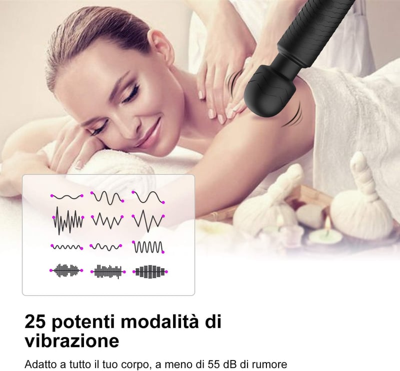 YICOCO Elektromos Masszírozó Pálca 25 Módú, Izomfeszültség Oldó, Hordtáskával - Fekete