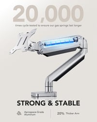 ErGear Monitortartó Kar 13-32" Képernyőkhöz - Gázrugós, 8kg Teherbírású, Dönthető, Forgatható, Ergonomikus VESA 75/100 Állvány, Ezüst 4