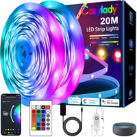 Cozylady 20m WiFi Okos LED Szalag Távirányítóval - RGB Színváltós Fényfüzér Alexa és Google Asszisztens Kompatibilitással, Zenére Szinkroniz 1