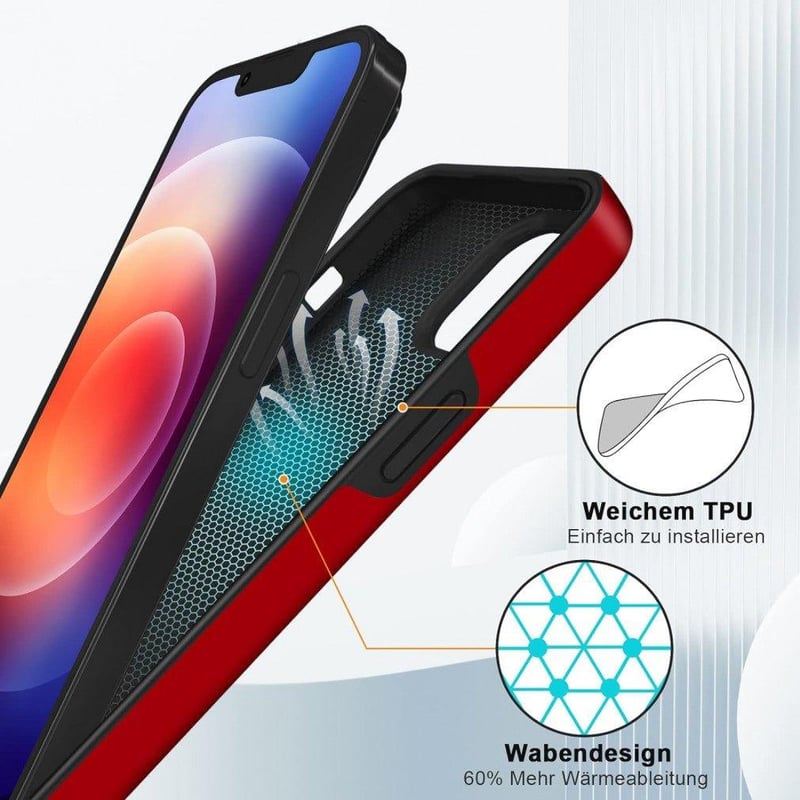 Apple iPhone 14 Piros Mágneses Gyűrűs Szilikon Védőtok