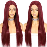 Sapphirewigs Bordó Hosszú Egyenes Paróka Nőknek - 60cm, Hőálló Szintetikus 5