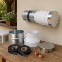 Sada pre klimatizácie: redukcia 150-100mm + spojka 150mm + 2x páska + kryt 100mm + 2x medená krytka 1
