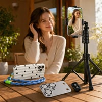 Képkockaőr fotócsomag: kamera lencsevédő üveg + telefontartó pánt + 157 cm-es tripod + távirányító 1
