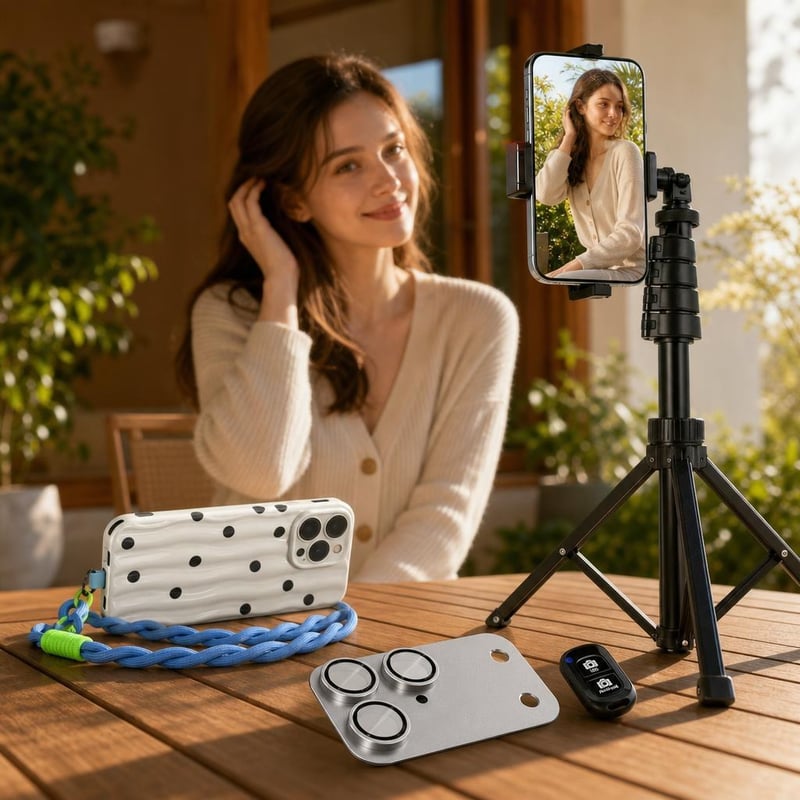 Képkockaőr fotócsomag: kamera lencsevédő üveg + telefontartó pánt + 157 cm-es tripod + távirányító