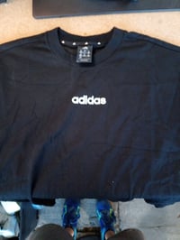 Tricou damă adidas Essentials Linear Cotton, negru/alb, mărimea M - Vizibil purtat, pătat în partea din față (stare: vezi a 2-a poză) 2