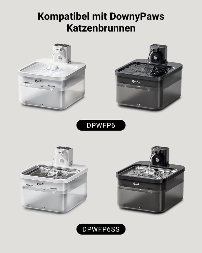 DownyPaws 2.5L macska ivófontána mozgásérzékelővel, akkumulátoros, csendes szivattyú