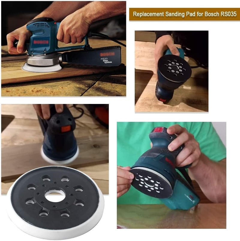 Poweka 125 mm Csiszolókorong Bosch PEX 220 A, GEX 125-1 AE, Skil 7402/7490 Gépekhez - 8 Lyukú Tépőzáras Csiszolótányér Készlet, 2 db