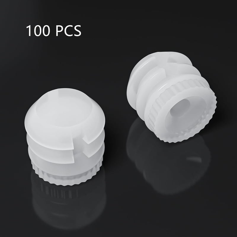 DDHOMIN 100 db Műanyag Zsanér Tipli Készlet Csavarokkal - Ajtózsanér Javító Dübel Szett Fehér Nylon Bővítő Tiplik M4x8 mm