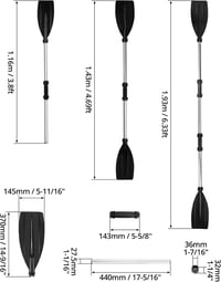 QWORK Állítható Alumínium Evező Szett Kajak és SUP Deszkához - Kombinálható 125-206 cm Hosszúságú Lapátok Vízi Sportokhoz 10