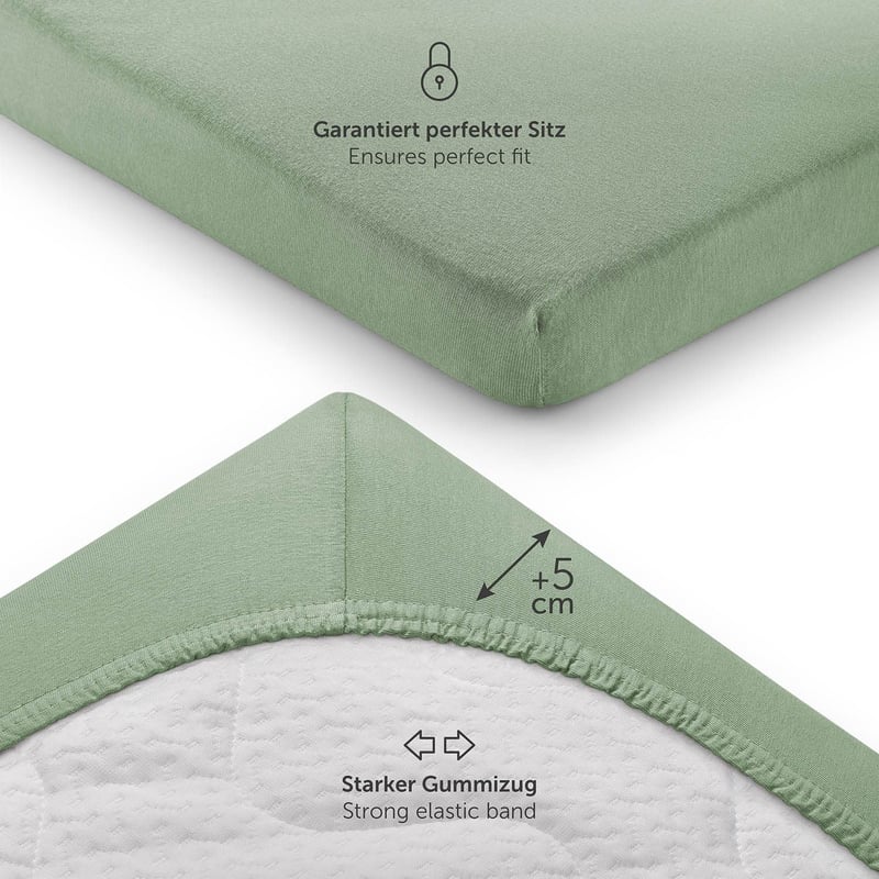 Laleni Prémium Zöld Pamut Gumis Lepedő Babaágyba 60x120-70x140 cm