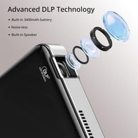 YOTON Y200 Hordozható DLP Mini Projektor Beépített Akkumulátorral, 1080P Full HD Támogatás, Porálló Vetítő Kültéri/Otthoni Mozihoz, Laptop é 3