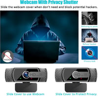 Neefeaer Full HD Webkamera Mikrofonnal és Lencsevédővel - 110° Széles Látószög, USB 5