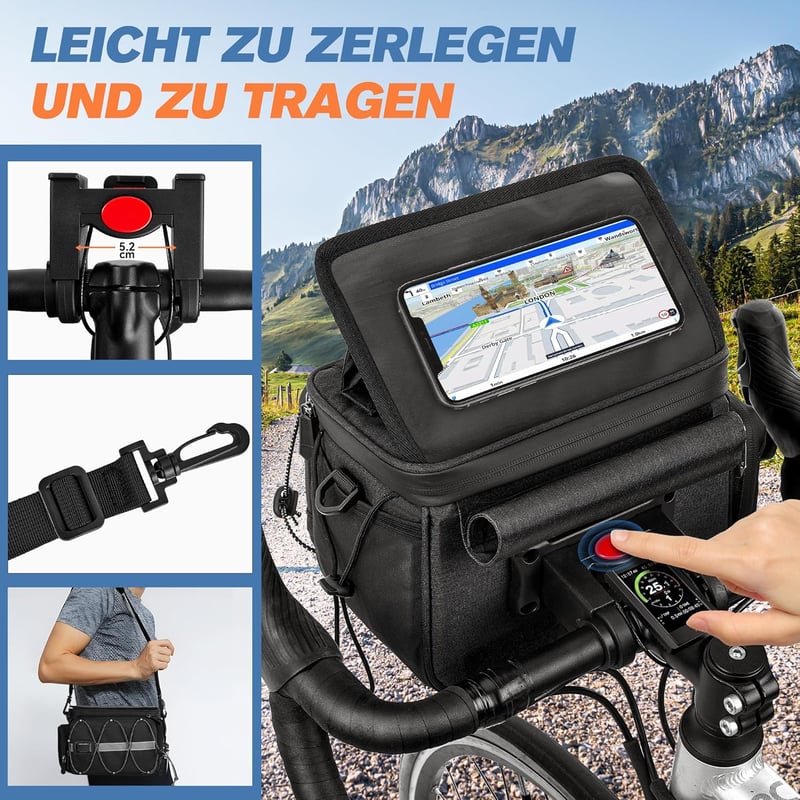 Witnewrage 6L-es E-bike kormánytáska telefontartóval és esővédővel