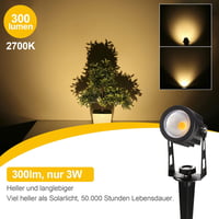 Greenclick LED Kerti Világítás Szett 6db, 1800LM 21m Kábellel, IP65 Vízálló Meleg Fehér COB Lámpa Földbe Szúrható Tüskével, Kültéri Spotlámp 3
