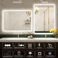 STARLEAD Fürdőszobai Tükör 100x70 cm - Bluetooth Hangszóróval, Páramentesítő, Fényerőszabályzó, 3 Színhőmérséklet, Edzett Üveg, Vízálló IP44 6