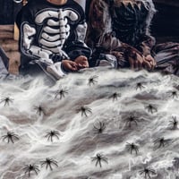 Óriás Halloween Pókháló Szett 54m² - 200g Nyújtható Dekoráció 100 Műpókkal, Fekete-Fehér 6