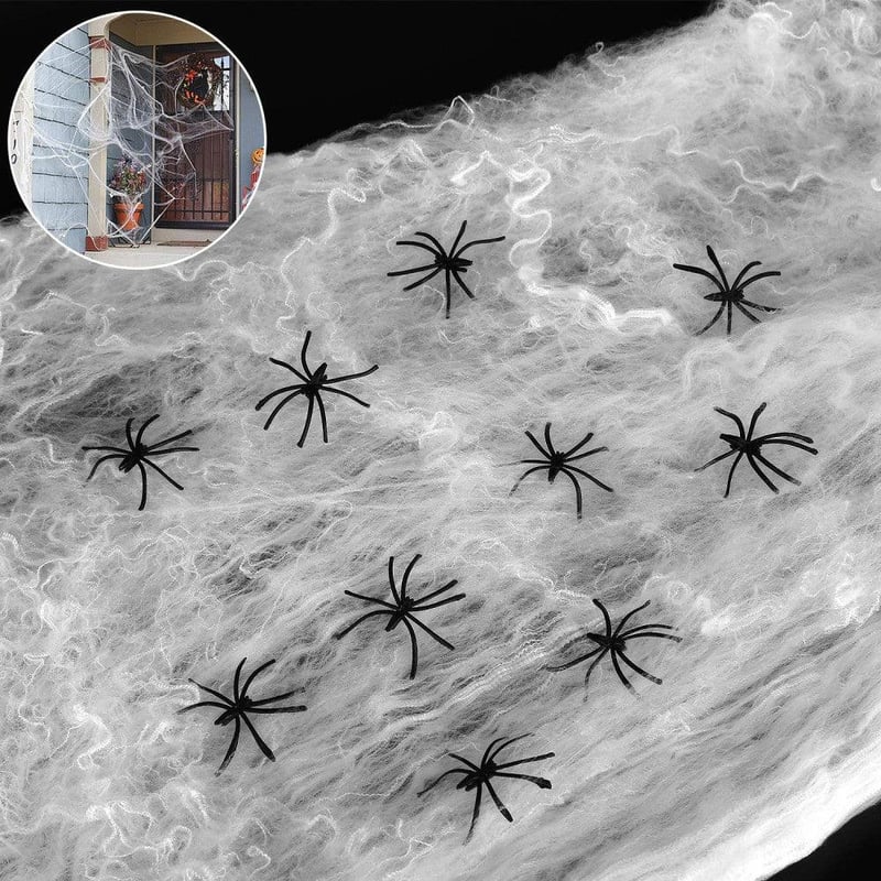 Óriás Halloween Pókháló Szett 30 Pókkal - Beltéri/Kültéri Dekor