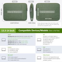 HYZUO 13,3-14 Colos Laptop Táska Szett MacBook Pro/Air, Surface Book, HP, Dell, Lenovo, Asus, Acer Készülékekhez - Fűzöld 3