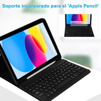 iPad 10. generációs bluetooth billentyűzetes tok, tollartóval, spanyol kiosztással 4