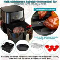 Philips XL, COSORI, Cecotec légkeveréses sütő szilikon tartozékkészlet 21cm - 4 db 2