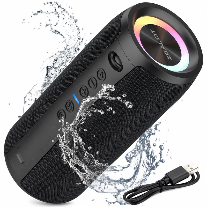 Bluetooth reproduktor ZEALOT S51Pro 40W, IPX6 vodeodolný, RGB LED, čierny – chybný, na súčiastky: nezapína sa (stav: pozri 2. obrázok)