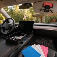 Tesla Model Y paket opreme: zaštita ventilacije + patkica + ladica + držač naočala + 4 krpe 1